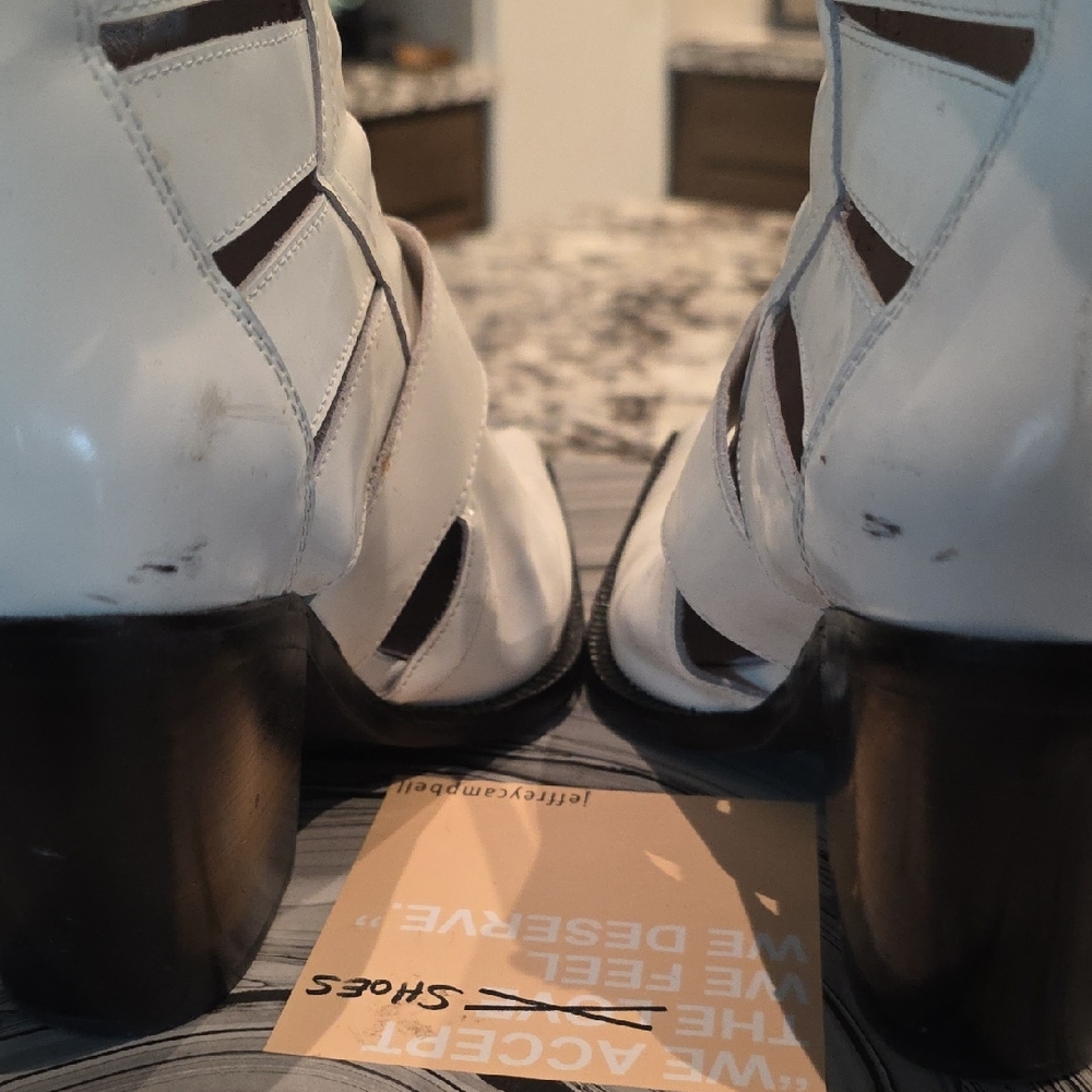 Stylish White Buckle Ankle Boots - Picture 7 of 7